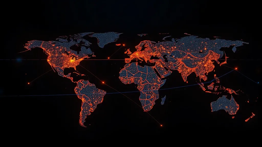 An abstract visualization of global economic data, glowing l