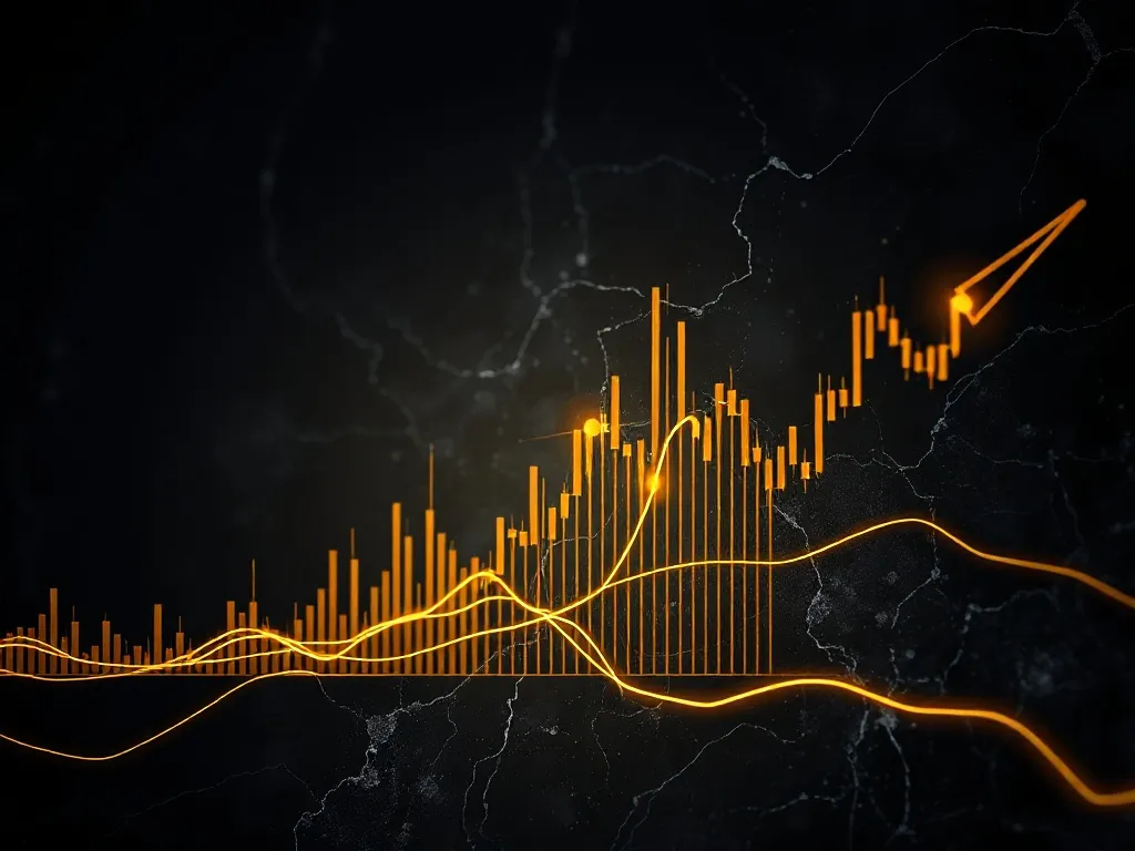 High-end abstract financial data visualization with golden l